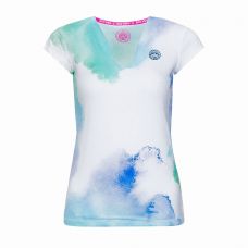 CAMISETA BIDI BADU BELLA 2.0 TECH V-NECK TEE MUJER BLANCO VERDE AZUL