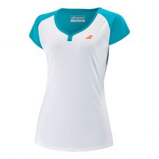 CAMISETA BABOLAT PLAY CAP BLANCO AZUL MUJER