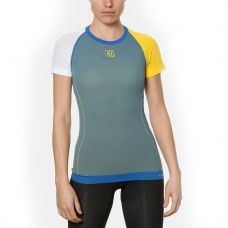 CAMISETA MICROPERFORADA HG BLINK AZUL AMARILLO MUJER