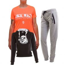 PACK EQUIPACIN SIUX, CAMISETA CORAL, PANTALN DIABLO GRIS  Y SUDADERA BELICE NEGRA