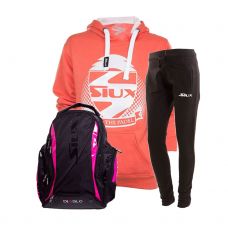 PACK SIUX MOCHILA PANTALON NEGRO Y SUDADERA BELICE MUJER CORAL