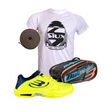 PACK BULLPADEL ZAPATILLAS VERTEX 18 AMARILLO Y PALETERO BBPP-18001