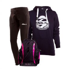 PACK SIUX MOCHILA PANTALON NEGRO Y SUDADERA BELICE MUJER AZUL