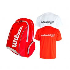 PACK MOCHILA WILSON ADVANTAGE II Y CAMISETAS BULLPADEL