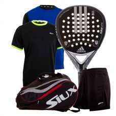 PACK ADIDAS ZUKUR ATTK PLATA, PALETERO SIUX, 2 CAMISETAS SIUX Y UN PANTALON