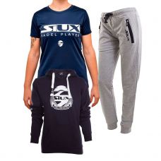 PACK EQUIPACIN SIUX MUJER, CAMISETA ECLIPSE MARINO, PANTALN DIABLO GRIS Y SUDADERA BELICE MARINO