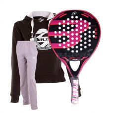 PACK BULLPADEL KATA LIGHT, SUDADERA SIUX BELICE Y PANTALON GRIS
