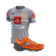 PACK BULLPADEL ZAPATILLAS HACK KNIT 18  Y CAMISETA MAXI SANCHEZ GRIS