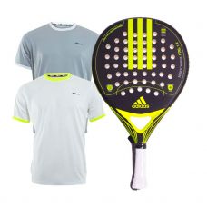 PACK ADIDAS NITROCHARGE CTRL 1.8 AMARILLA Y CAMISETAS SIUX BLANCO GRIS
