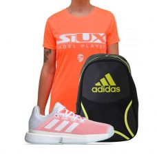 PACK ADIDAS SOLEMATCH BOUNCE MUJER, CAMISETA Y MOCHILA