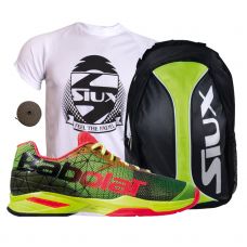 PACK BABOLAT JET PADEL AMARILLO ROSA FLUOR Y MOCHILA SIUX TRAIL AMARILLA