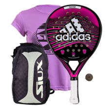 PACK ADIDAS FASTER PINK 1.9 Y MOCHILA SIUX PLATA