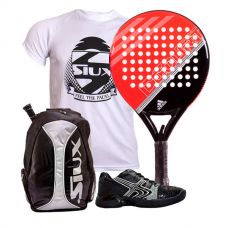 PACK ADIDAS FAST COURT ROJO Y ZAPATILLAS SOFTEE WINNER 1.0 NEGRO