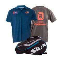 PACK PALETERO SIUX MASTERCOMBI AZUL, POLO CENERE Y CAMISETA BULLPADEL PAQUITO NAVARRO