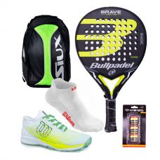 PACK BULLPADEL BRAVE, MOCHILA SIUX Y ZAPATILLAS WILSON