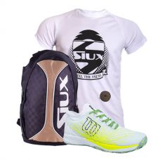 PACK WILSON KAOS 2.0 BLANCO AMARILLO Y MOCHILA SIUX