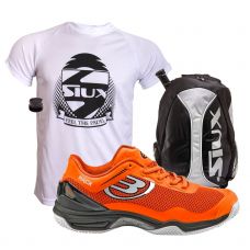 PACK ZAPATILLAS BULLPADEL HACK KNIT NARANJA Y MOCHILA SIUX PLATA
