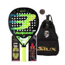 PACK BULLPADEL HACK 20, BANDOLERA SIUX, SHOCKOUT DUAL Y OVERGRIP