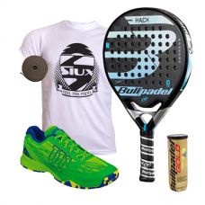 PACK BULLPADEL HACK CONTROL Y ZAPATILLAS WILSON KAOS CLAY COURT VERDE