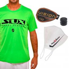 PACK CAMISETA SIUX ECLIPSE VERDE + MASCARILLA FISIOXTREME, MONEDERO VISION, OVER