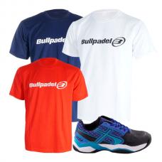 PACK SOFTEE PADEL LEADER AZUL NEGRO Y 3 CAMISETAS BULLPADEL